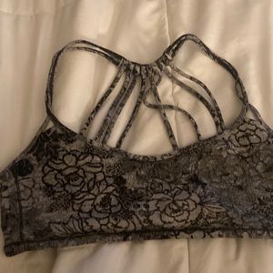 Cute black and gray Lululemon floral sports bra